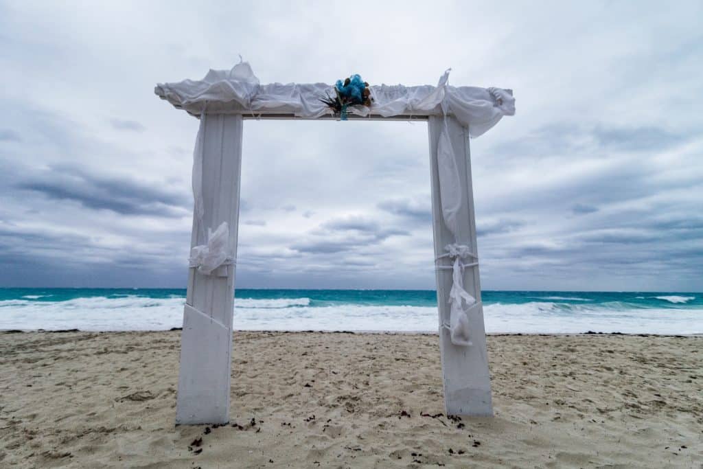 Wedding Arch on the Beach and Bad Weather
